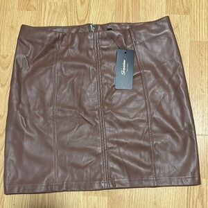 Brown Leather Skirt